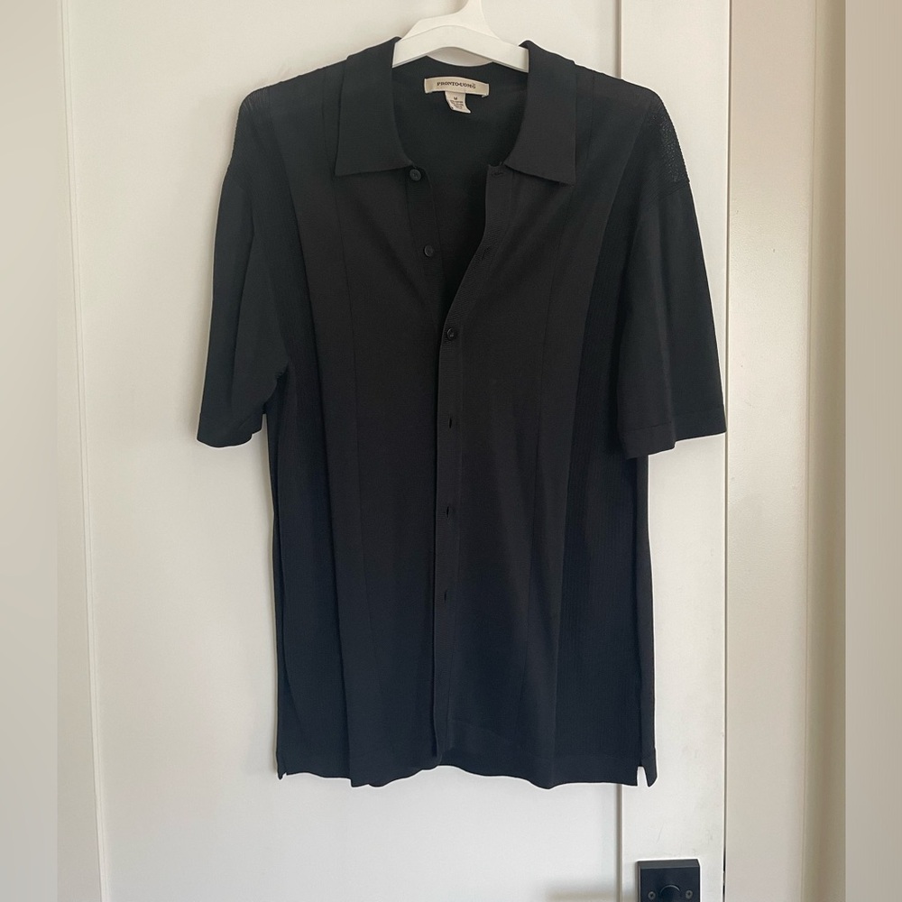 Black Pronto Uomo Button Down Short Sleeve